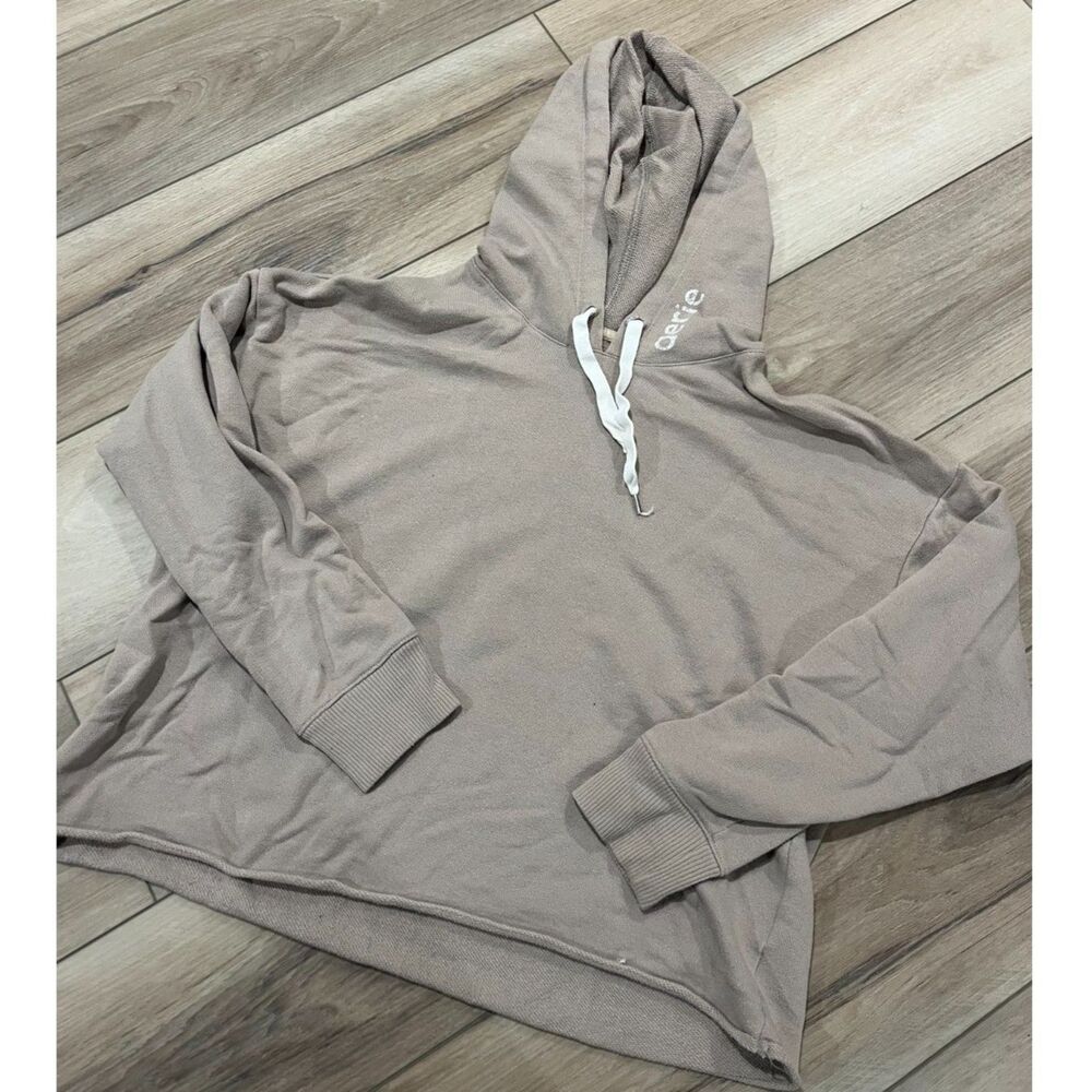 Aerie Cropped Hoodie Light Brown/Sand Pullover Sweatshirt Women L